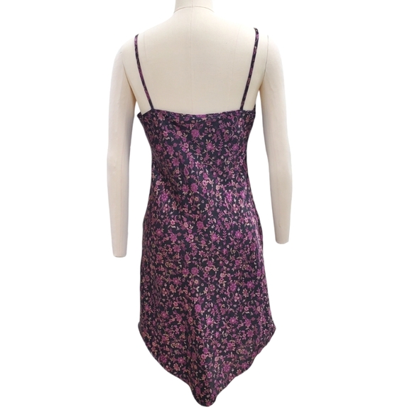 Jalate slip dress womens small black purple floral asymmetrical hem fairy grunge - Picture 2 of 8